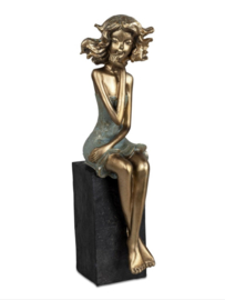 Beeld - Liefde - 34x7x11cm - Polyresin - Meisje - Goud - Bronz - Kunst