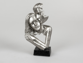 Vrouw - Beeld - Zilver - op voet wit - 29cm - Liefde -