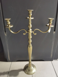 Kandelaar - XL - 74 cm - Aluminium - 3 kaars houders  - Goud - Raw