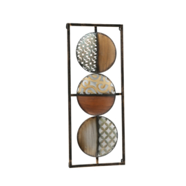 Muur decoratie - Wand decoratie - 69x28x2.5cm - Metaal - Bruin - Zwart - Goud.