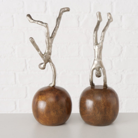 Boltze - Kunst object - 2 set - Mango hout - Aluminium - 30x12x11cm - Handmade