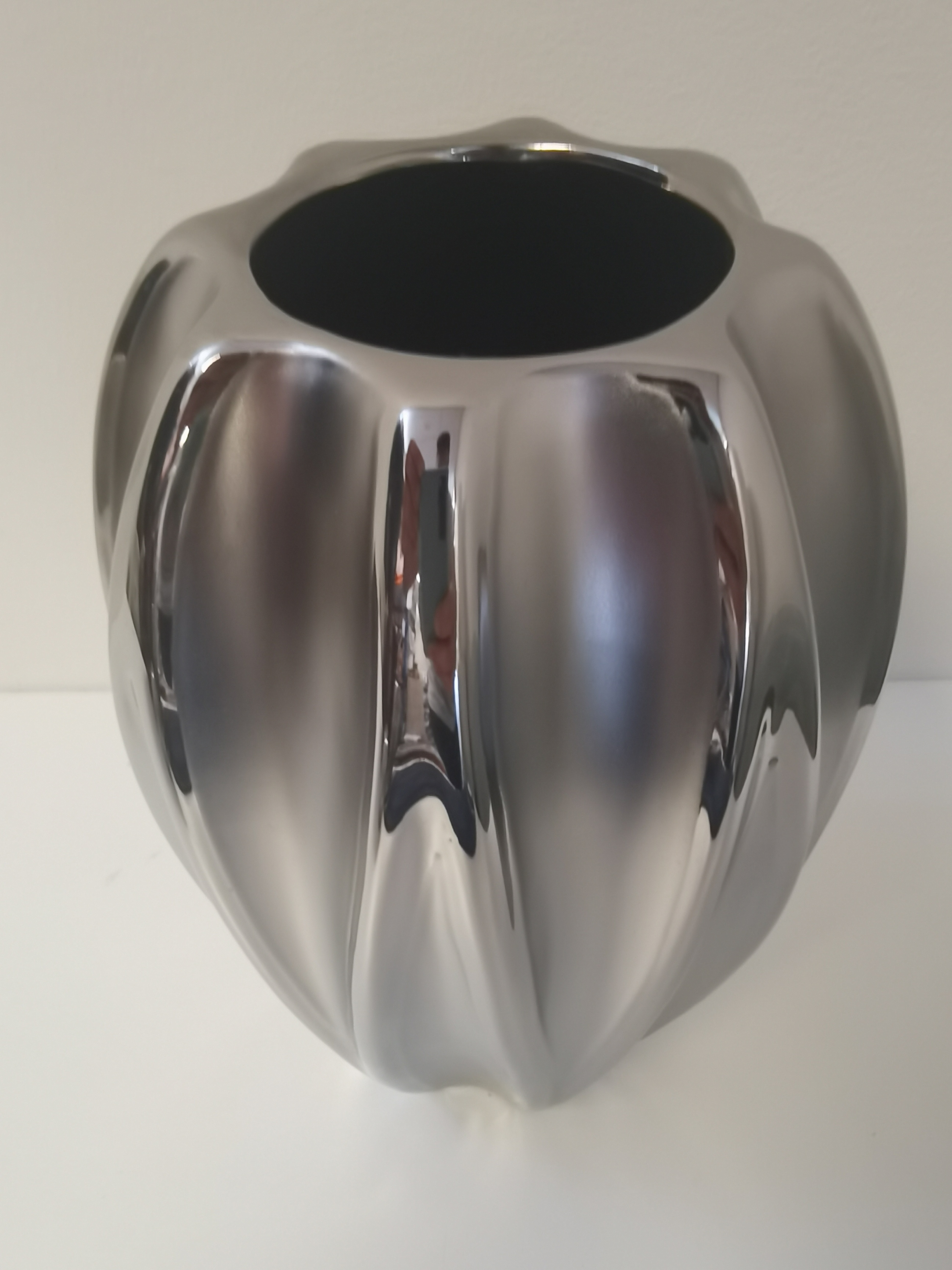 Vaas - Zilver - Aardewerk - 20cm - modern - Bloem gat Ø6.5cm