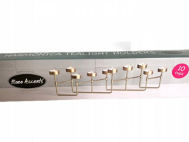 Waxinelichthouder  - 3D harmonica - Theelichthouder - 10 waxinelichtjes - decoratie - Goud - 58 cm