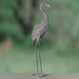 Vogel - Vijvervogel - Reiger - 92x17x30cm - Grijs - Narona-beeld