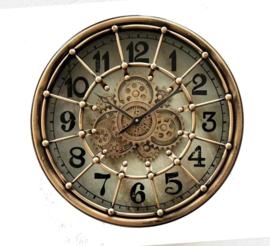 Klok - Radar - klok - Tandwiel - Vintage - Glas - Metaal - Ø 46cm - Copper.