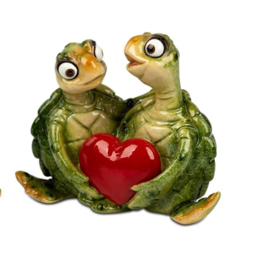 Schildpad - Liefde - Decoratie - Hartje - Groen - Beeld - 12x10x6cm - Keramiek