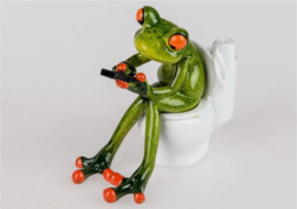 Kikker - Beeld - Formano - Bellen op wc - Opkikker - Groen - Beeld - 14x8x6cm - Keramiek