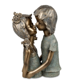 Beeld - Liefde - 33x20x17cm - Polyresin - Kinderen - Goud - Bronz - Kunst