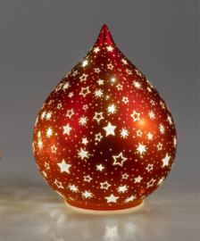 Kerst -  Druppel - Decoratie  - Glas - 19cm - Ø15cm - incl ledlicht - incl. AAA batterij