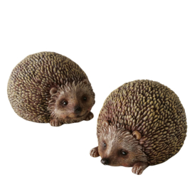 Egel - 2 set - Beeld - Polyresin - Bruin  - 11x8x6cm