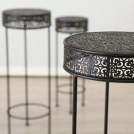 Bijzet tafel - 3 set - Smeedijzer - Rond -20/75 cm - Bruin/zwart - Ø 25-55cm
