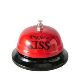 Toonbankbel - Nachtkastje bel - Rood - Zwart - 8x6cm - Metaal - "Ring for a kiss"