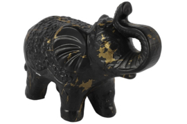 Olifant - 3 set -  Keramiek - Zwart - Goud - 26cm - Beeld - Decoratie