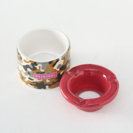 Asbak - 2 set - Camouflage - Keramiek - Ø 9 cm - Hoog 7.5 cm
