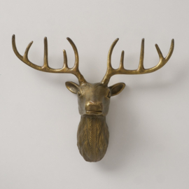 Hert - Wand Decoratie - Gewei - Muur decoratie - Aluminium - Edelhert - 43x35x16cm - Antiek Bruin