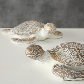 Schildpad- Polyserin- Goud - 36cm - Beeld - Decoratief