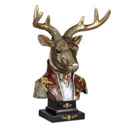 Hert - Antiek Goud - op voetstuk - Polyserin - 45x31x19cm - Decoratie - Baroque