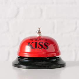 Toonbankbel - Nachtkastje bel - Rood - Zwart - 8x6cm - Metaal - "Ring for a kiss"