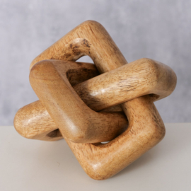Mango Hout - Decoratie - Kunst object  - Naturel - Verbintenis - 14x14x14cm - Handmade