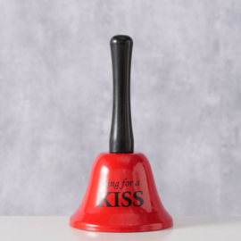 Tafelbel - Rood - Zwart - 13.5x7.5 cm - Metaal - "Ring for a Kiss"