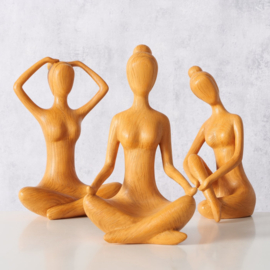Yoga - Dames - Beeld - 3 set - Oranje - 20x29x16cm - Polyresin -  Decoratie
