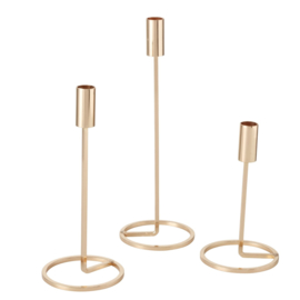 Kandelaar - 3 set - 32cm - Metaal  - Ø 10 cm - Goud