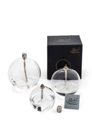 Olielamp - 3 set - Bol model- Peri Living - Helder glas- 9-11-13cm - Chrome - Glasvezel - Exclusieve Huisdecoratie