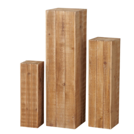 Zuil - Decoratie -  Pilaar - 3 set - 100-75-55cm - Hout - Naturel - Bruin