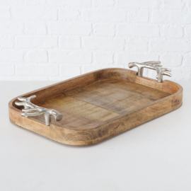 Dienblad - Hout - Rechthoek - Mango - Gewei - 56cm