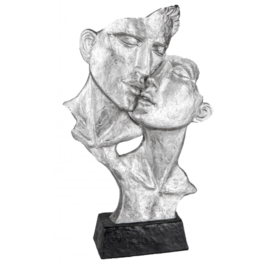 Man - Vrouw - Beeld - Zilver - op voet - 40cm - Liefde