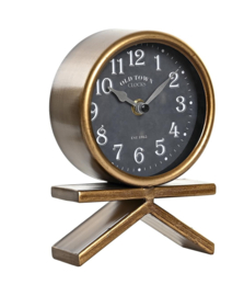 Klok - Goud - Tafel klok - Metaal - 13x6x19cm.