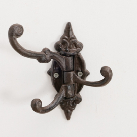 Haak - 3 haken draaibaar -  Wand haak -  Gietijzer - 14x10x10cm  - rustiek - Bruin