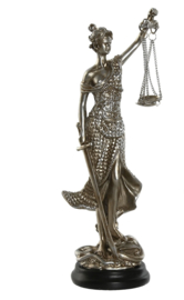 Vrouw Justitia - Beeld - Polyresin - 8.5x7.5x25cm - Zilver