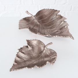 Decoschaal -  2 set - Blad - Goud/Bruin - 35cm en 25cm - Aluminium