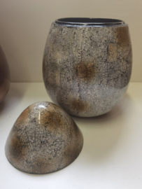 Pot met deksel - Urn - Ei model - Metaal - 34cm hoog  - Ø23cm - Marmer.