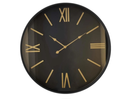 Klok - Wandklok  - Ø 60cm - Modern - Goud - Glas - Zwart.
