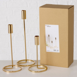 Kandelaar - 3 set - 32cm - Metaal  - Ø 10 cm - Goud