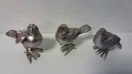 Vogels - 3 set - Musjes - Polyserin - Zilver - Sfeervol