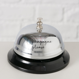 Toonbankbel - Zilver - Zwart - 8x6cm - Metaal - "champagne please"