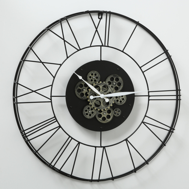 Klok - Wand Tandwiel - Smeedijzer - Zwart - 70 cm | klokken | 't Moortje