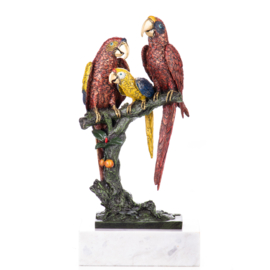 Papagaaien op stam brons beeld