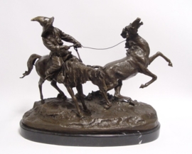 Bronzen paardenmenner beeld