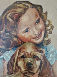 Schilderij meisje met hondje
