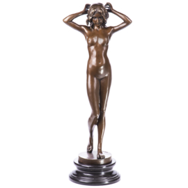 Naakt meisje bronzen standbeeld
