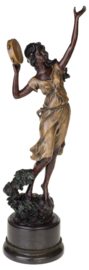 Danseres met tamboerijn brons beeld