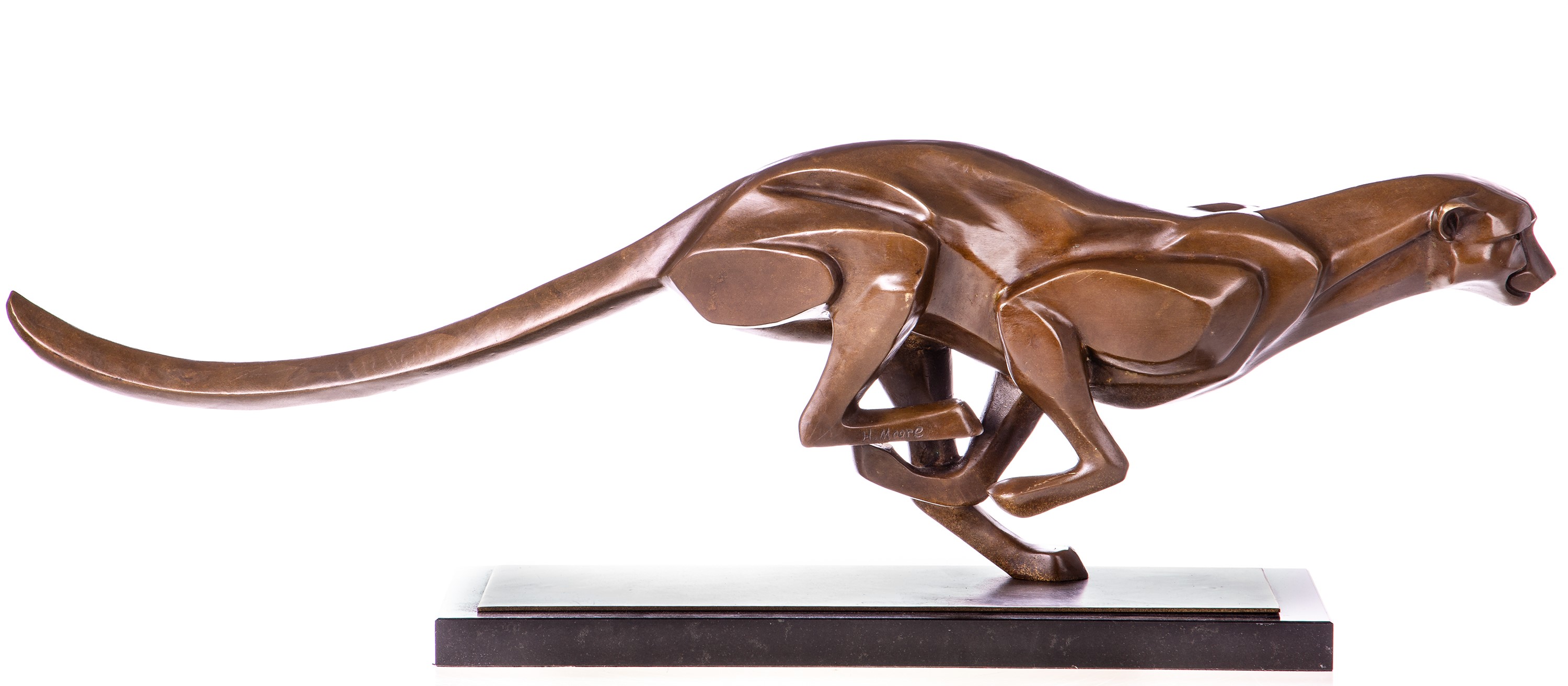 Bronzen rennende groot panterbeeld