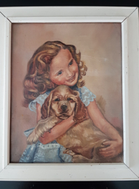 Schilderij meisje met hondje