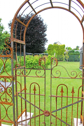 Tuinpoort roestbruin met deurtjes