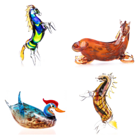 Murano stijl glazen sculpturen
