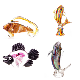 Murano stijl glazen sculpturen